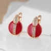Red Enamel Drop Luxury Earrings – Rose Gold & Zircon - Image 5
