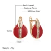 Red Enamel Drop Luxury Earrings – Rose Gold & Zircon - Image 2