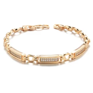 Square Link Luxury Bracelet – Rose Gold & Zircon