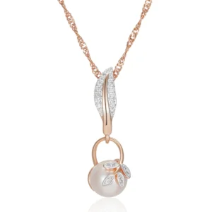 Crystal Flower Pearl Luxury Pendant Necklace – Rose Gold & Zircon