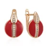 Red Enamel Drop Luxury Earrings – Rose Gold & Zircon