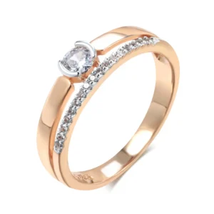 Slim Silver Luxury Ring – Rose Gold & Zircon