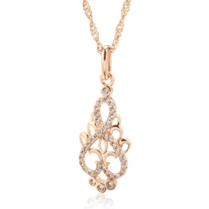 Crystal Flower Luxury Pendant Necklace – Rose Gold & Zircon