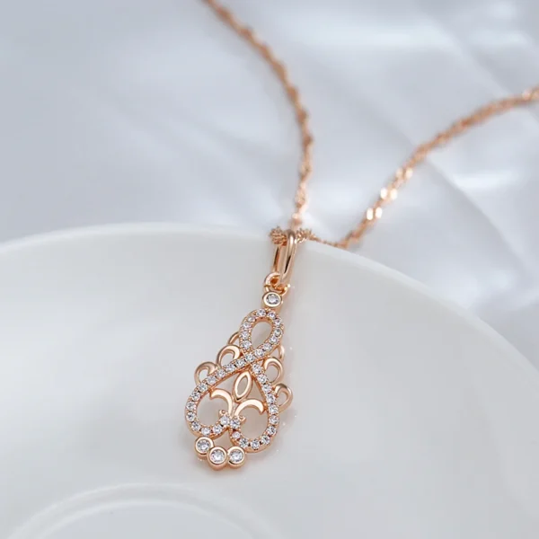 Crystal Flower Luxury Pendant Necklace – Rose Gold & Zircon – Image 5